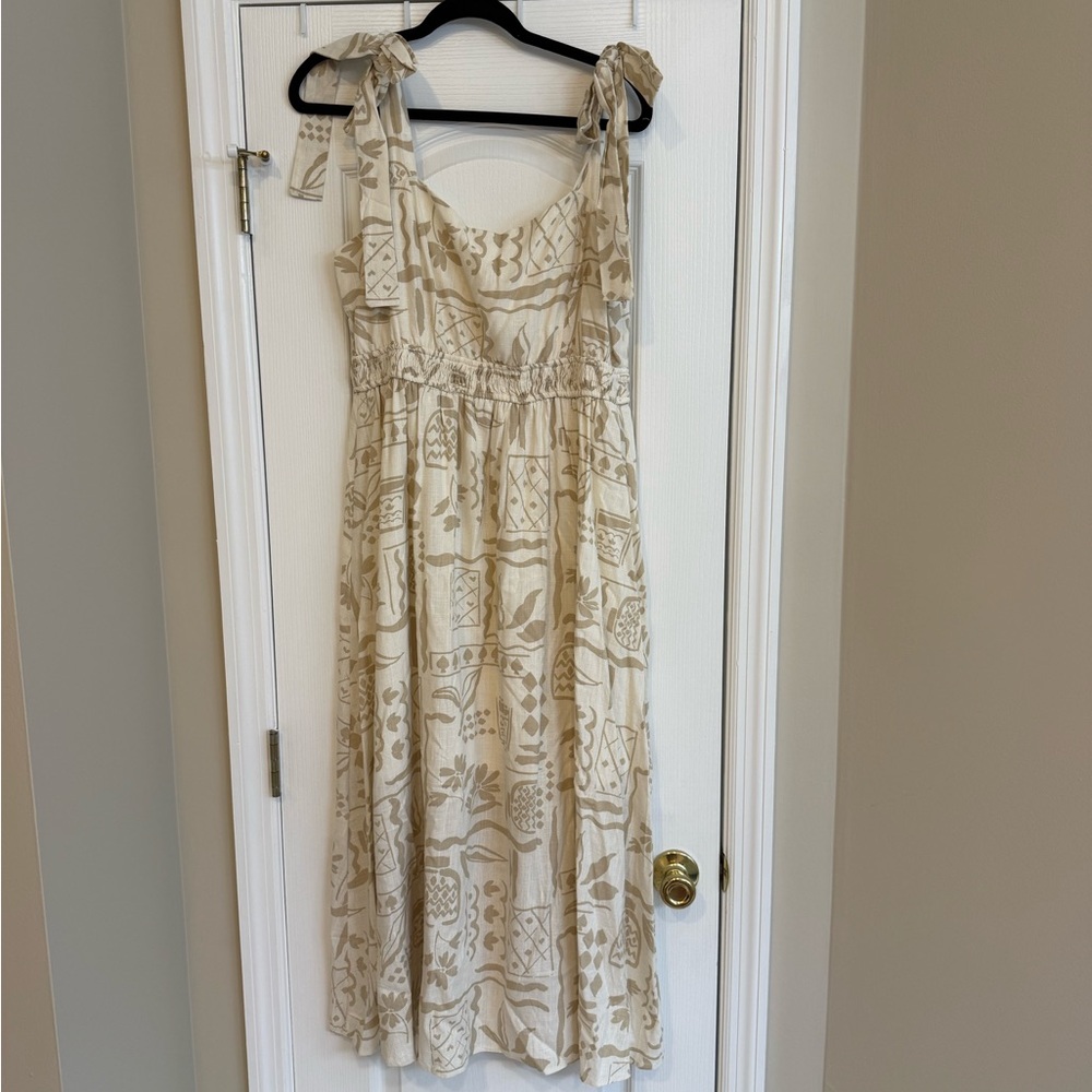 Beige & Cream Tie-Shoulder Sundress